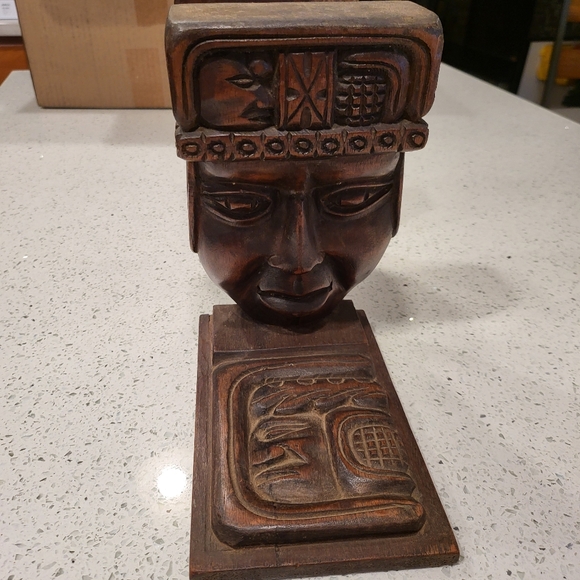 Vintage 1960's Hand Carved Tribal Wooden Bookends/ TIKI - Picture 4 of 7